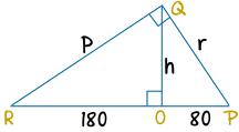 比例中项三角形 p、r、h、180 和 80